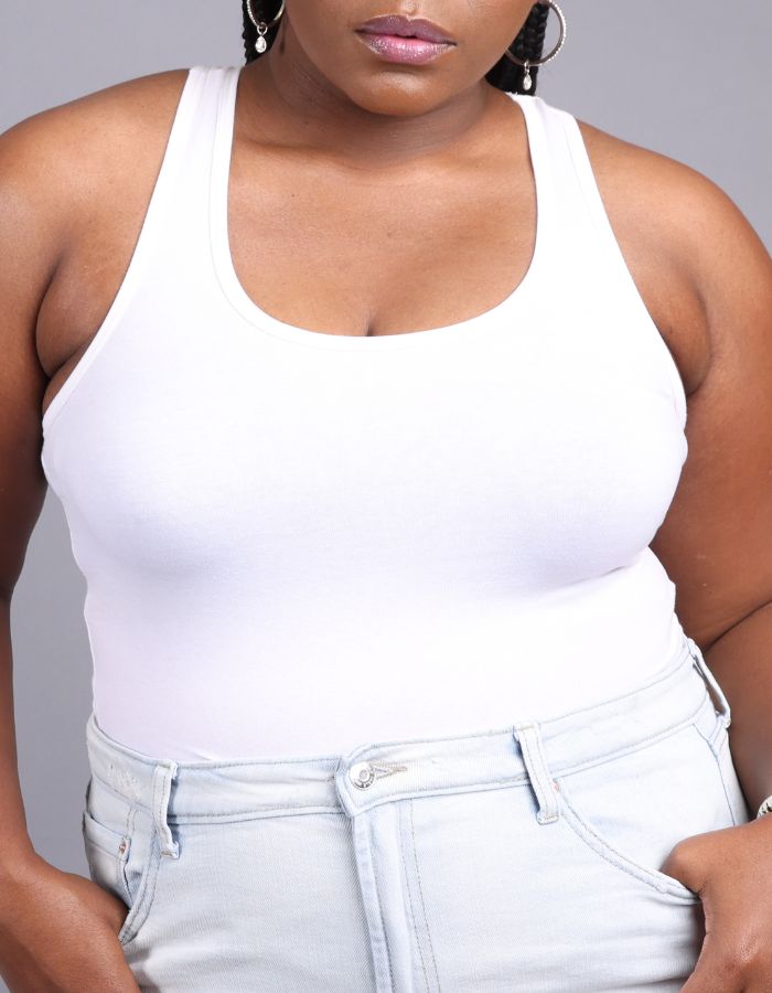 white scoop neck cotton bodysuit
