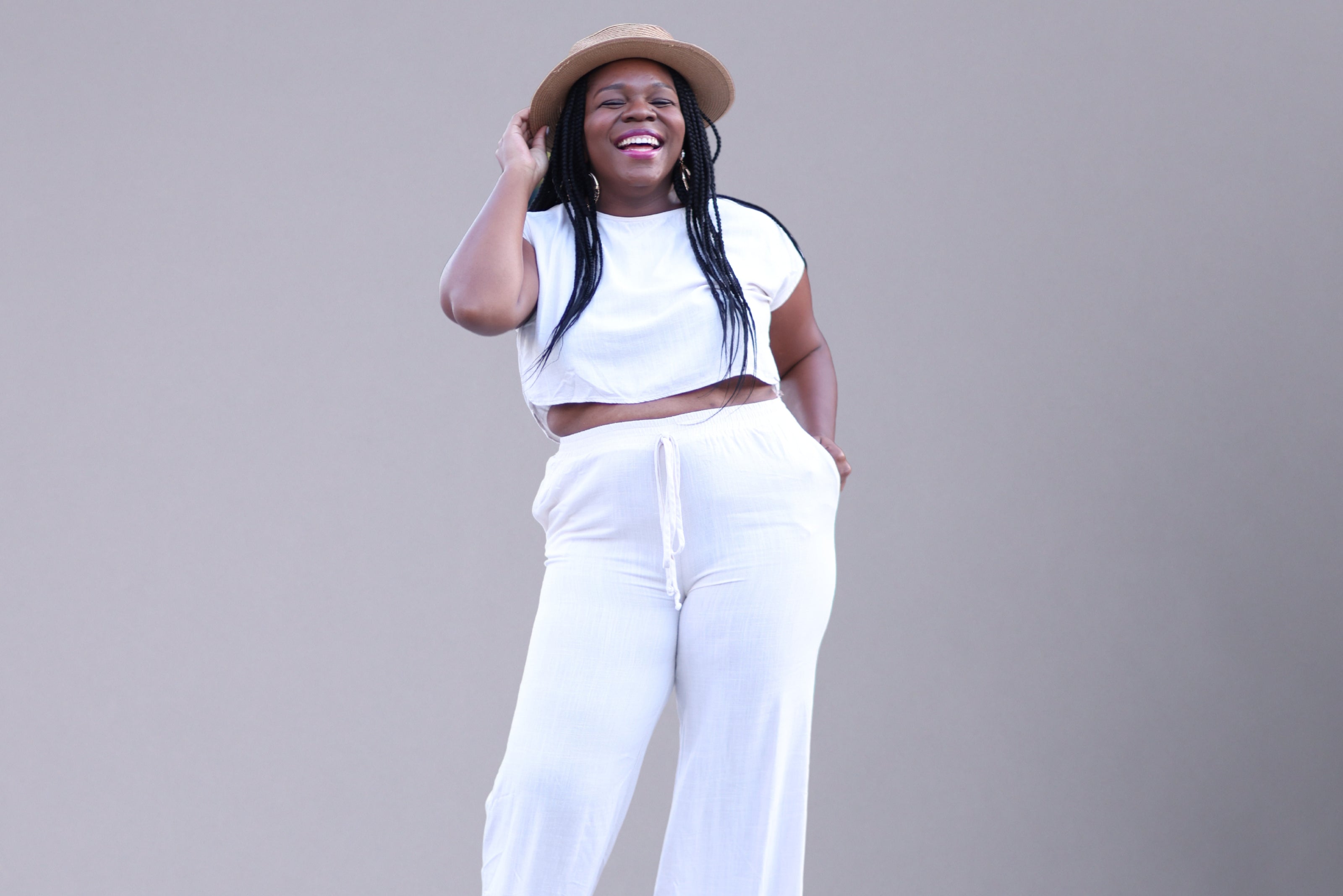 linen wide leg pants crop top