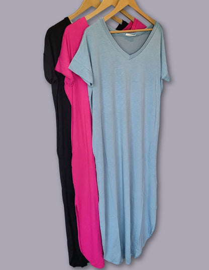 a curve hem maxi dress with pockets