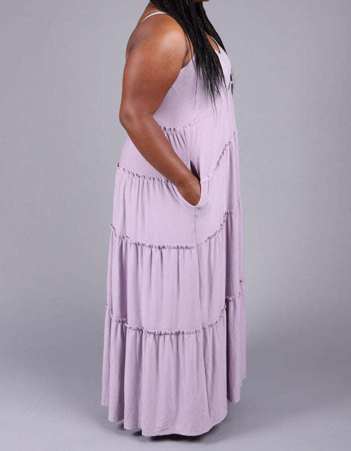 tiered maxi dress with pockets