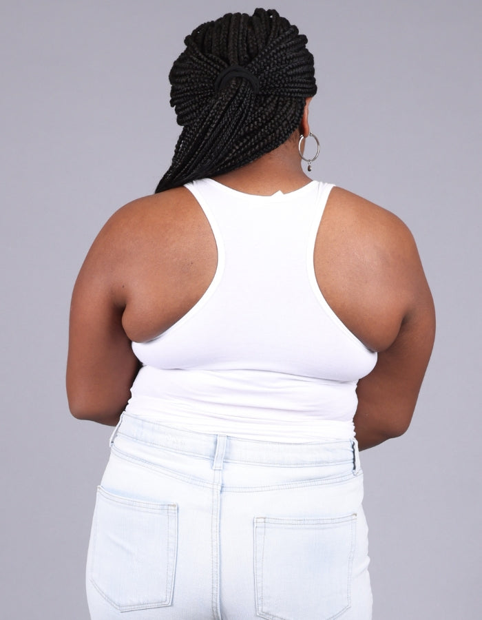 white racerback white bodysuit