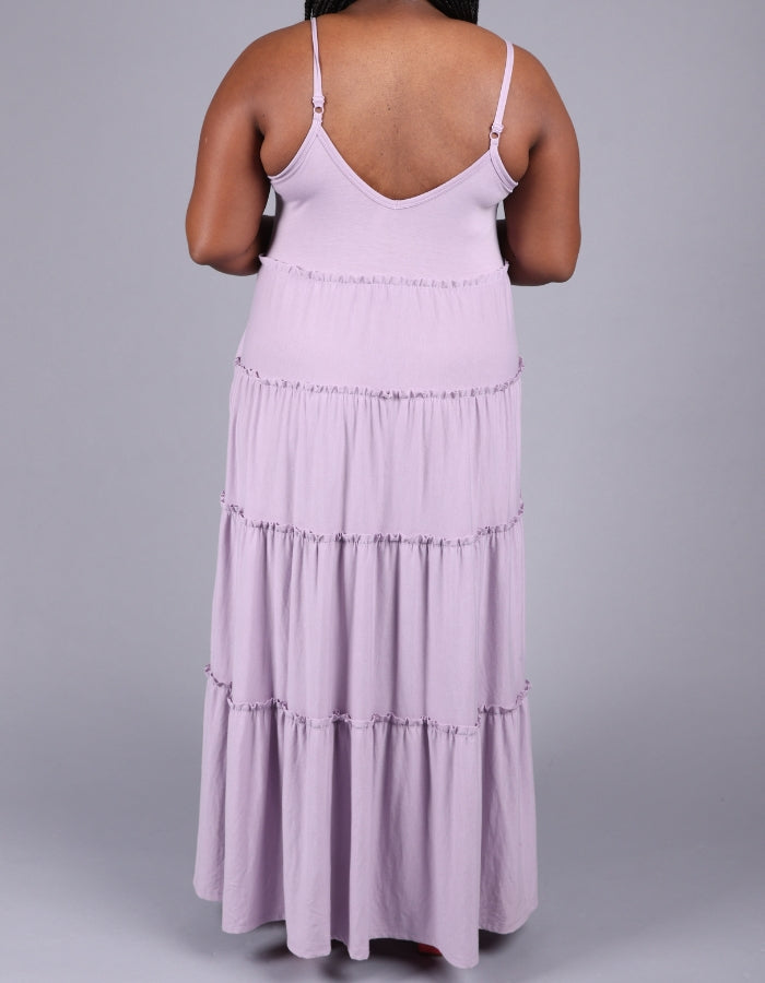 strappy tiered maxi dress with pockets 