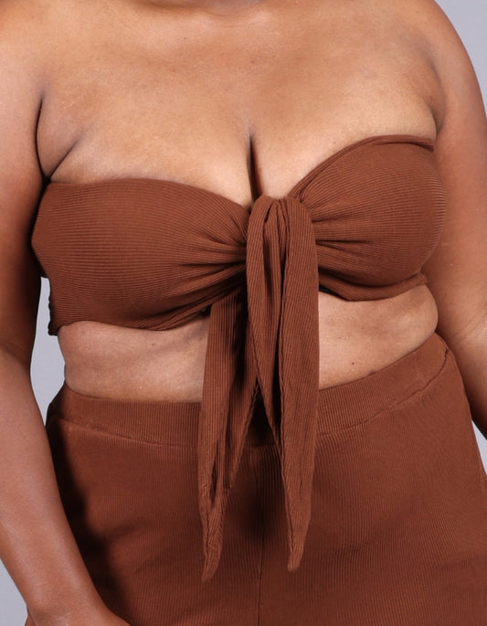 tie front top brown