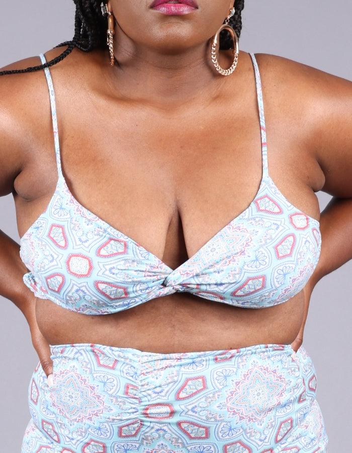 light blue adjustable straps triangle bralette